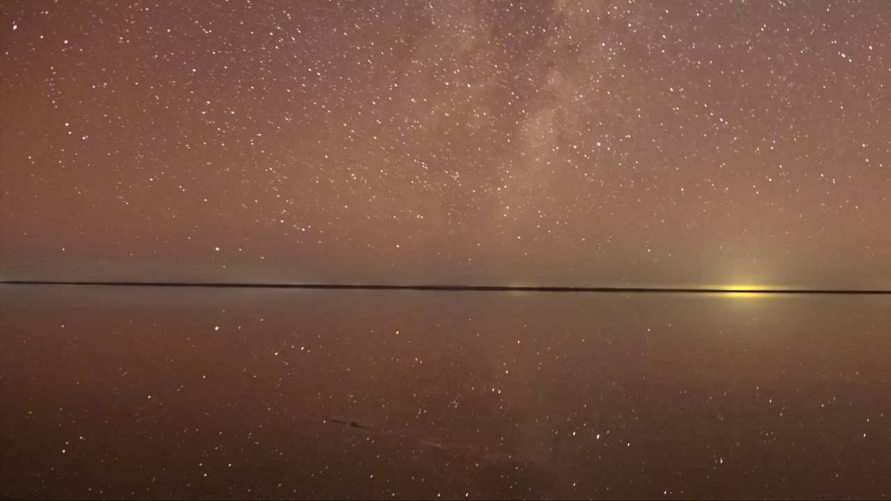 Wallpaper milky way, reflection, lake, stars, night