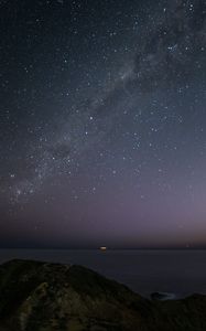 Preview wallpaper milky way, sea, night, stars, dark