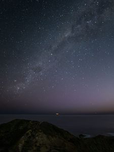 Preview wallpaper milky way, sea, night, stars, dark