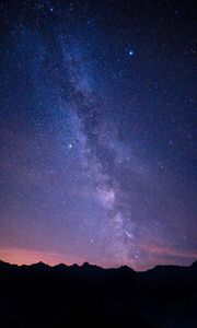 Preview wallpaper milky way, starry sky, night, mountains