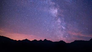 Preview wallpaper milky way, starry sky, night, mountains