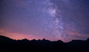 Preview wallpaper milky way, starry sky, night, mountains