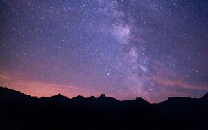 Preview wallpaper milky way, starry sky, night, mountains