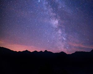 Preview wallpaper milky way, starry sky, night, mountains