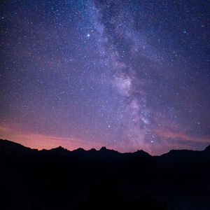 Preview wallpaper milky way, starry sky, night, mountains