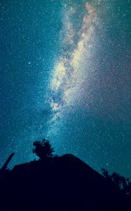 Preview wallpaper milky way, starry sky, stars, hill, night