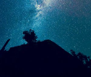 Preview wallpaper milky way, starry sky, stars, hill, night