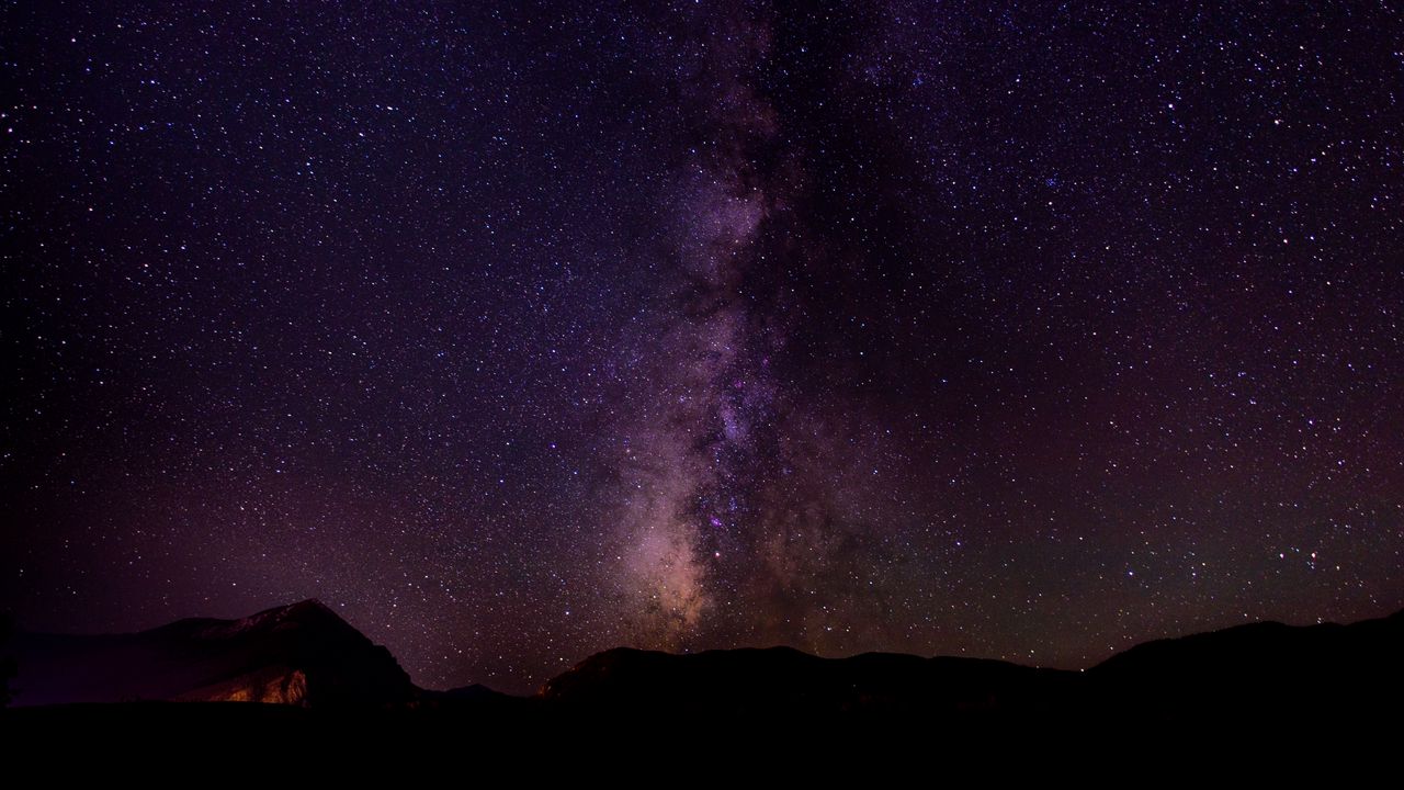 Wallpaper milky way, starry sky, stars, night, hills, dark