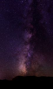 Preview wallpaper milky way, starry sky, stars, night, hills, dark