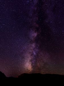 Preview wallpaper milky way, starry sky, stars, night, hills, dark