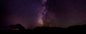 Preview wallpaper milky way, starry sky, stars, night, hills, dark