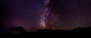 Preview wallpaper milky way, starry sky, stars, night, hills, dark