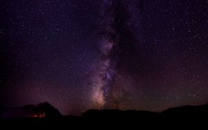 Preview wallpaper milky way, starry sky, stars, night, hills, dark