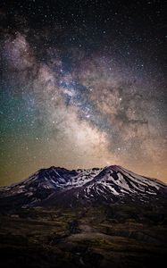 Preview wallpaper milky way, starry sky, stars, mountain, night, landscape