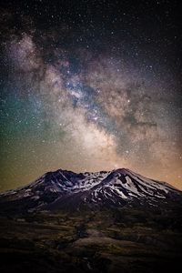 Preview wallpaper milky way, starry sky, stars, mountain, night, landscape