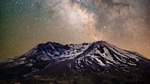 Preview wallpaper milky way, starry sky, stars, mountain, night, landscape