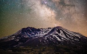 Preview wallpaper milky way, starry sky, stars, mountain, night, landscape