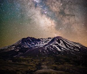 Preview wallpaper milky way, starry sky, stars, mountain, night, landscape