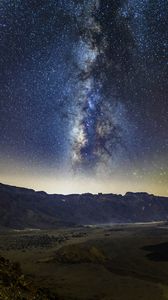 Preview wallpaper milky way, stars, mountains, night, landscape, nature