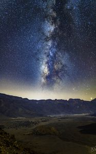 Preview wallpaper milky way, stars, mountains, night, landscape, nature