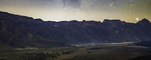 Preview wallpaper milky way, stars, mountains, night, landscape, nature