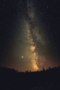 Preview wallpaper milky way, stars, night, trees, silhouettes, dark