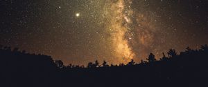 Preview wallpaper milky way, stars, night, trees, silhouettes, dark