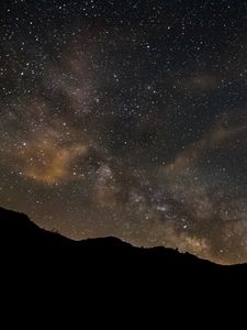 Preview wallpaper milky way, stars, night, hills, silhouettes, space