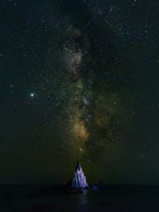 Preview wallpaper milky way, stars, rock, night, sky