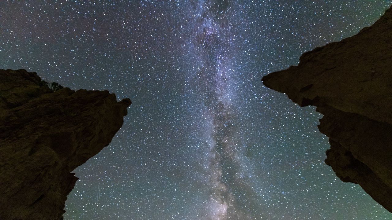 Wallpaper milky way, stars, rocks, sky, night, dark