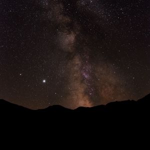 Preview wallpaper milky way, stars, sky, hills, night, dark