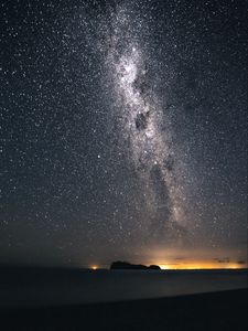 Preview wallpaper milky way, stars, sky, night, island, landscape