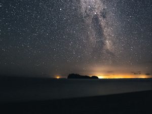 Preview wallpaper milky way, stars, sky, night, island, landscape