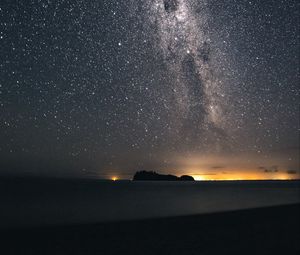 Preview wallpaper milky way, stars, sky, night, island, landscape