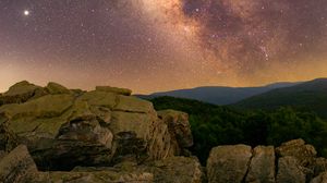 Preview wallpaper milky way, stars, sky, night, landscape, nature