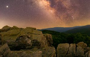 Preview wallpaper milky way, stars, sky, night, landscape, nature
