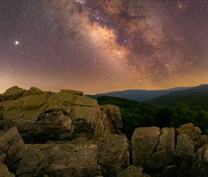 Preview wallpaper milky way, stars, sky, night, landscape, nature