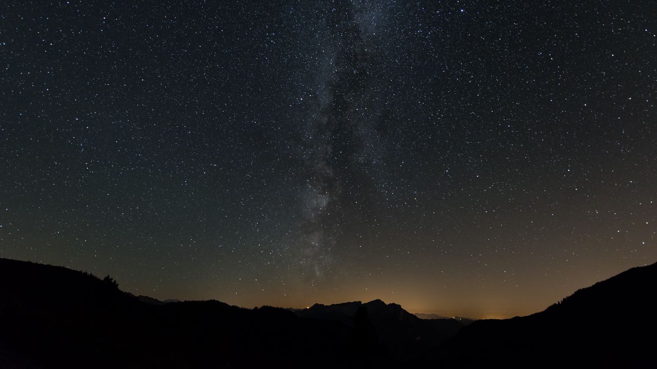 Wallpaper milky way, stars, sky, night, hills, dark