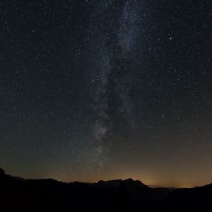 Preview wallpaper milky way, stars, sky, night, hills, dark