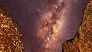 Preview wallpaper milky way, stars, starry sky, night, rocks