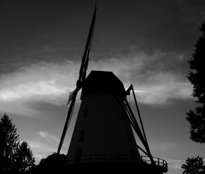 Preview wallpaper mill, silhouette, trees, dark
