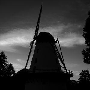 Preview wallpaper mill, silhouette, trees, dark