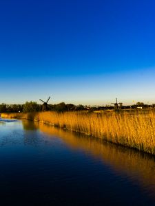 Preview wallpaper mills, grass, lake