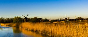 Preview wallpaper mills, grass, lake