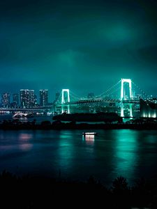 Preview wallpaper minato, japan, night city, bridge