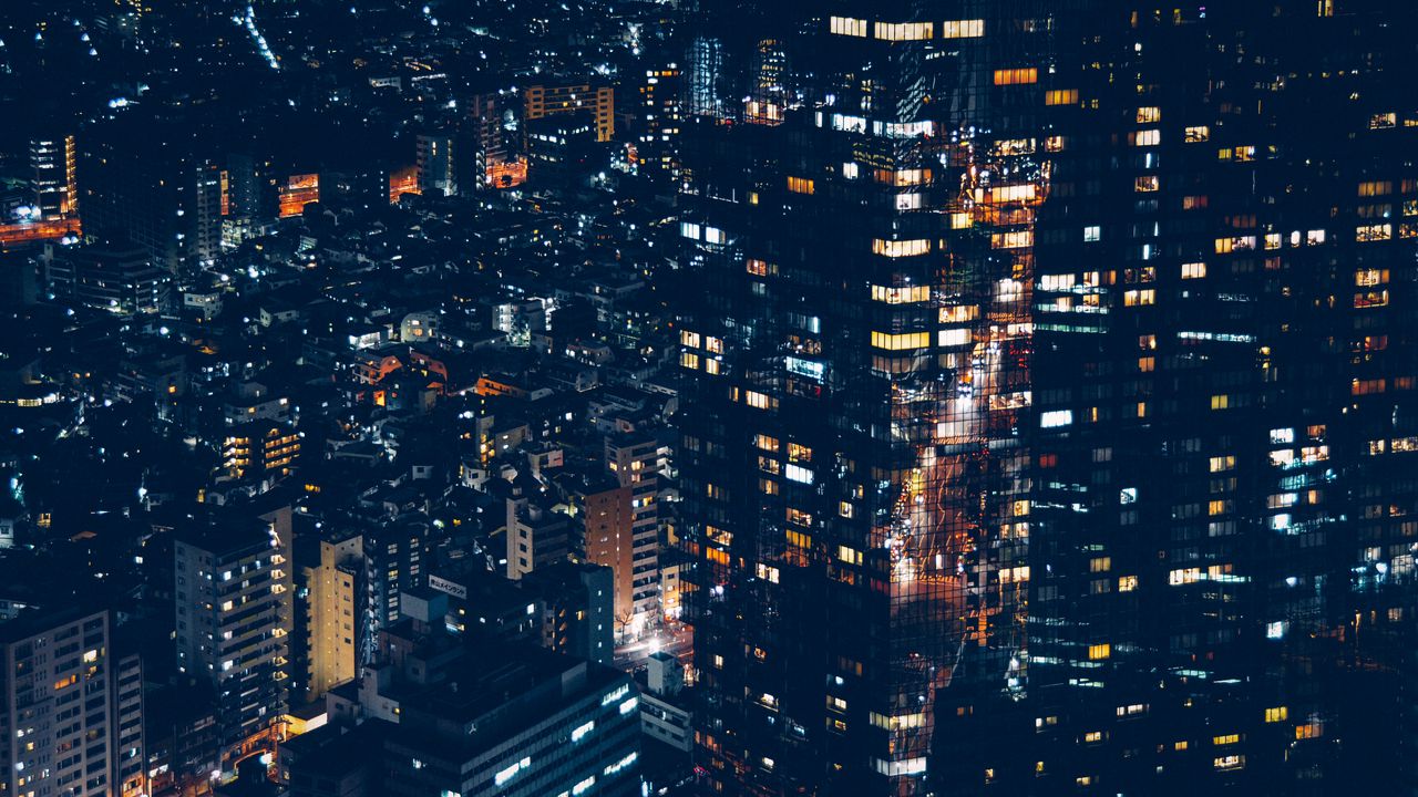 Wallpaper minato, japan, night city, buildings, city lights