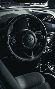 Preview wallpaper mini, car, steering wheel, seats, salon, black