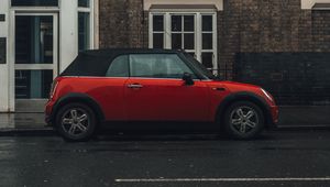 Preview wallpaper mini cooper, mini, car, red, side view