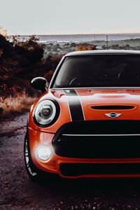 Preview wallpaper mini cooper s, mini cooper, car, headlight, glow