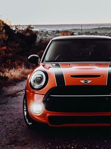 Preview wallpaper mini cooper s, mini cooper, car, headlight, glow